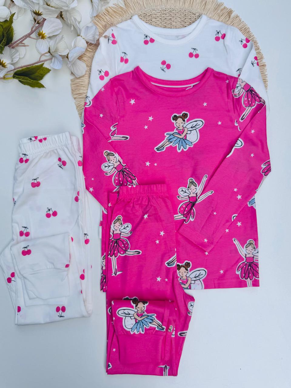 George Pack of 2 Fairys & Cherry print Pyjamas Set