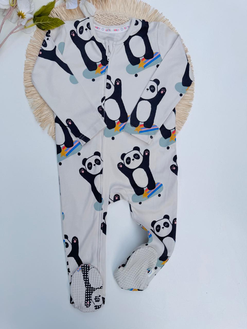 George Pandas print Sleepsuit