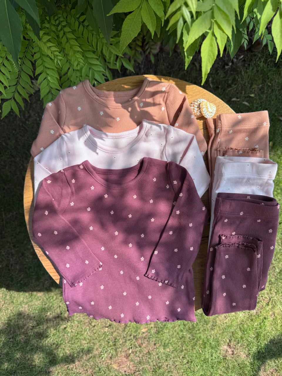 George Pack of 3 Floral Ribbed Pyjamas Set
