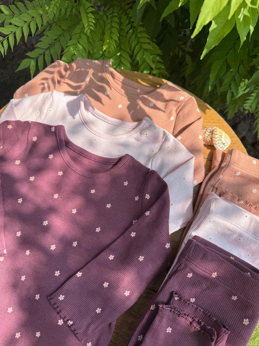 George Pack of 3 Floral Ribbed Pyjamas Set