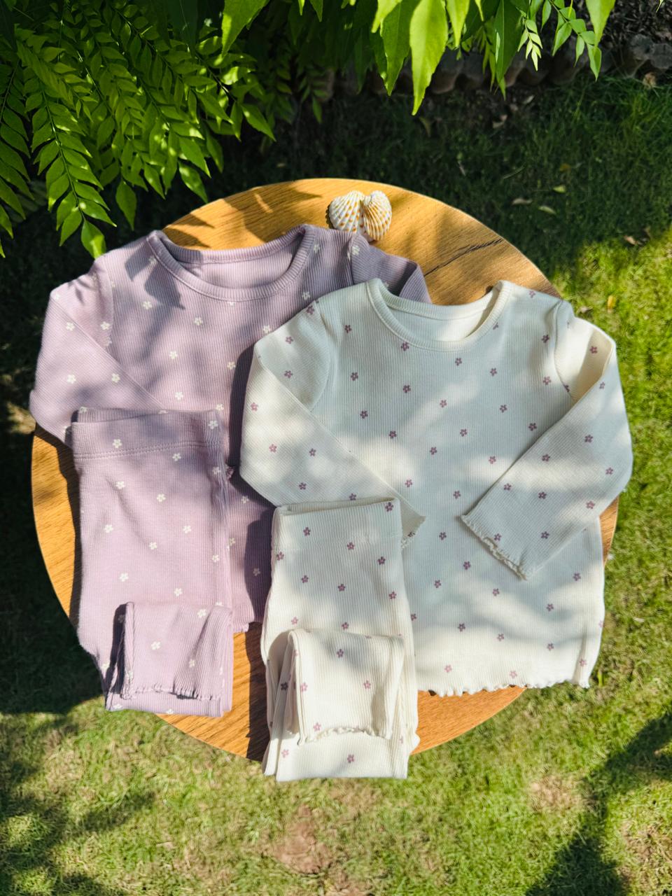 George Pack of 2 Floral Ribbed Pyjamas Set