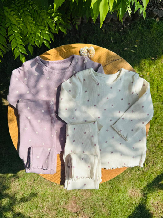 George Pack of 2 Floral Ribbed Pyjamas Set