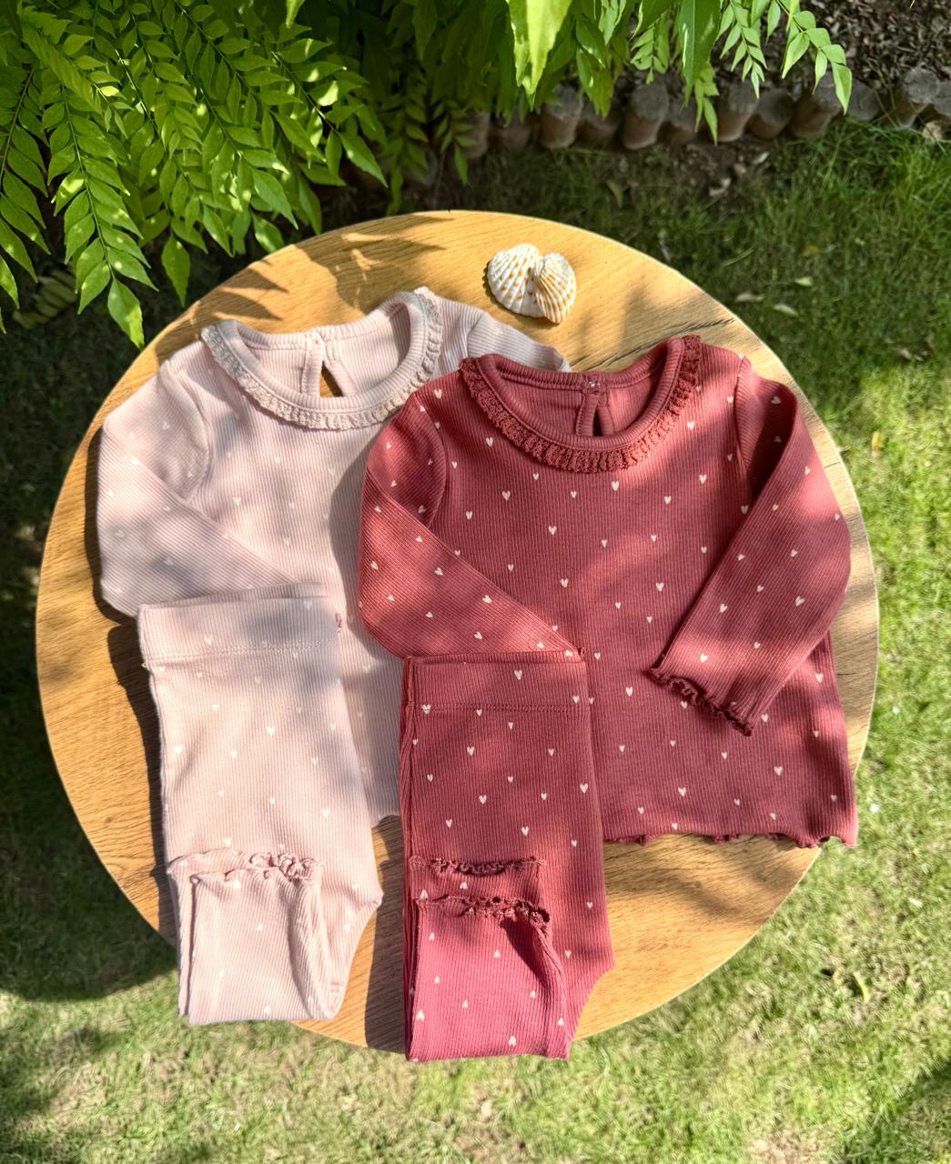 George Pack of 2 Hearts print Ribbed Pyjamas Set