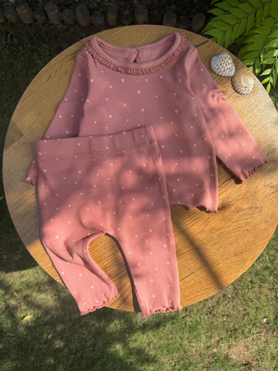 George Hearts print Ribbed Pyjamas Set