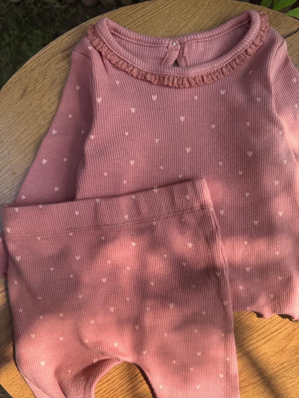 George Hearts print Ribbed Pyjamas Set