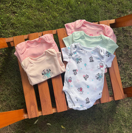 George pack of 5 Cats print Bodysuits