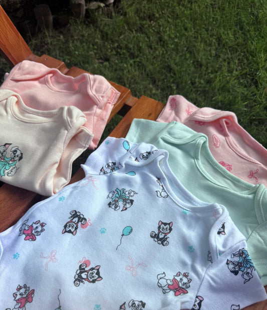 George pack of 5 Cats print Bodysuits