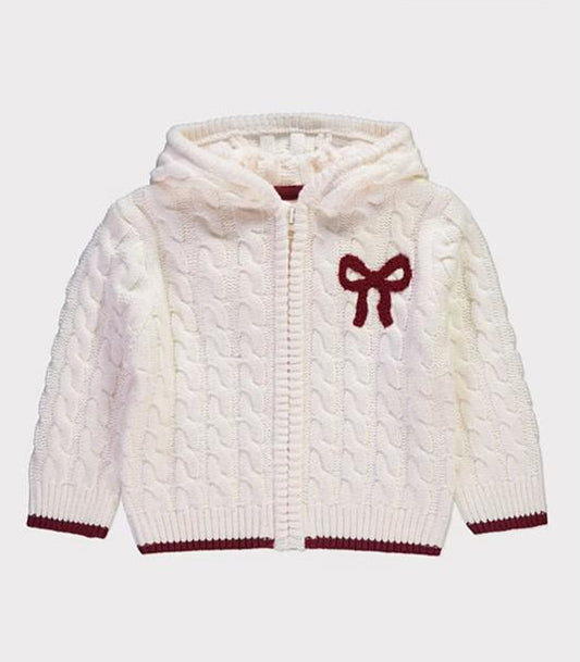 George Bow Knitted Hoodie Zip Up Cardigan