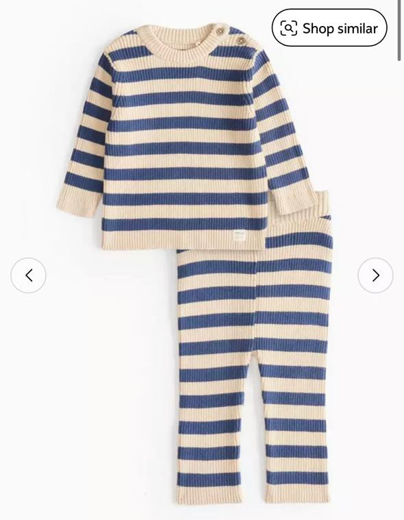 Tu Clothing Knitted Stripe Shirt & Trouser Set