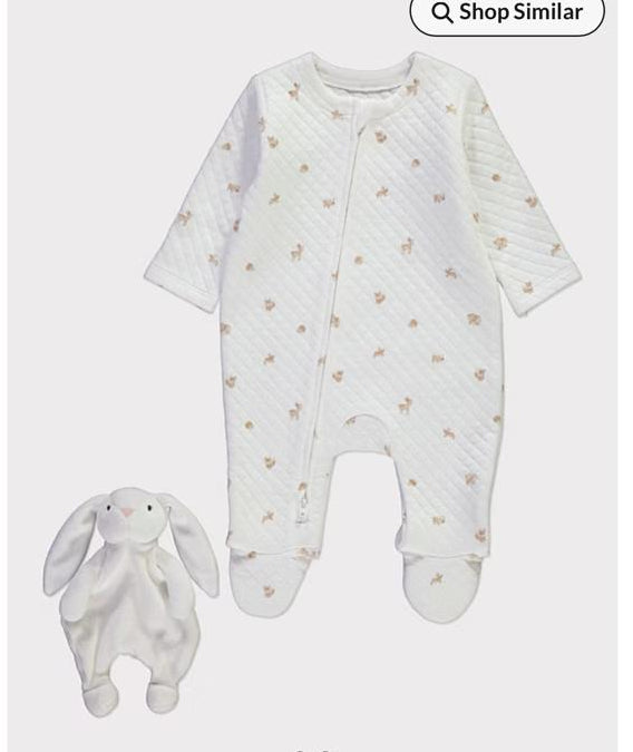 George Quiltted Sleepsuit with Bunny Toy