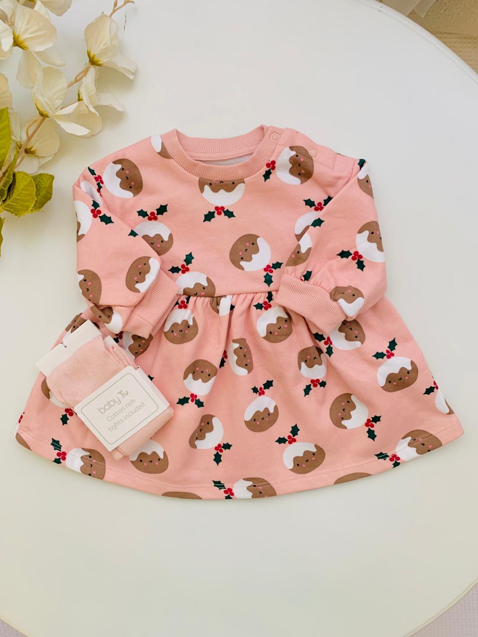 Tu Clothing Sweatshirt Dress & Tights Set