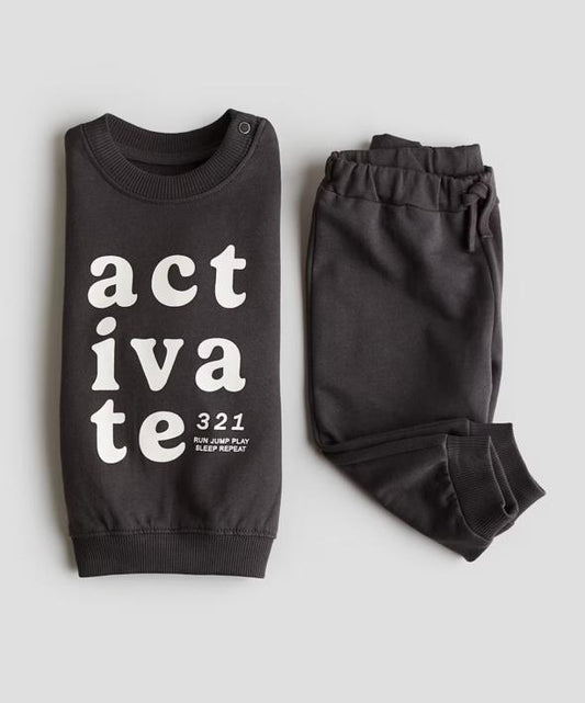 H&M Fleece Lined "activate" Sweatshirt & Trouser Set