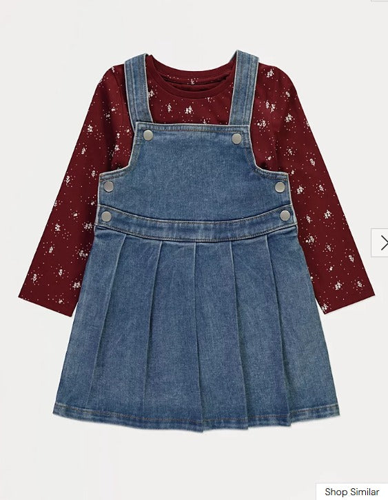 George Floral Top & Denim Painafore Dress