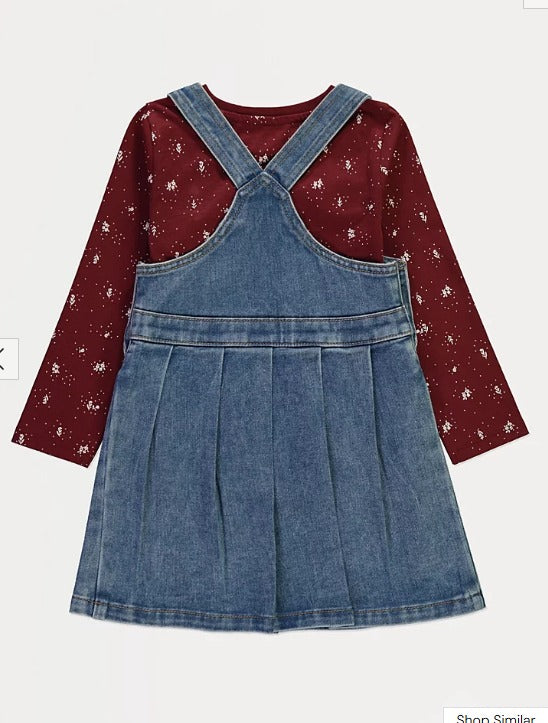 George Floral Top & Denim Painafore Dress