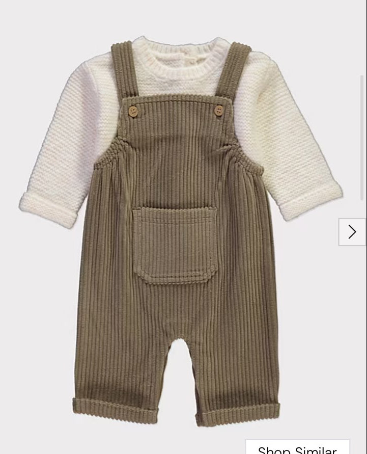 George Knitted Shirt with Corduroy Dungaree Outfit