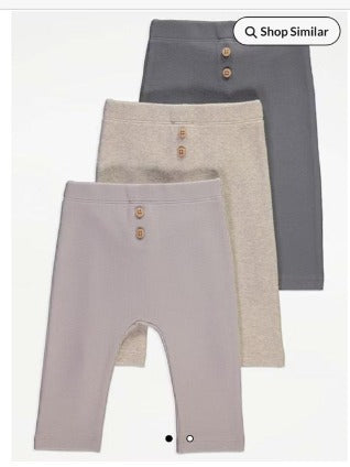 George Pack of 3 Buttoned Ribbed Trousers