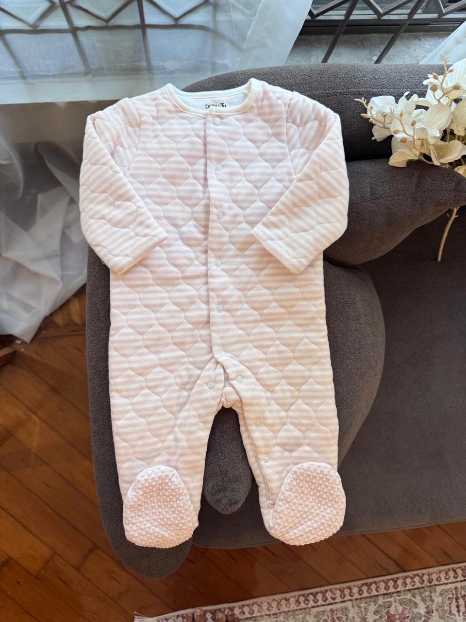 Tu Clothing Stripes print Quilted Sleepsuit