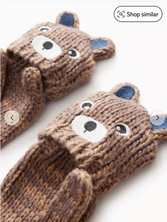 Tu Clothing Knitted printed Bear Face Gloves