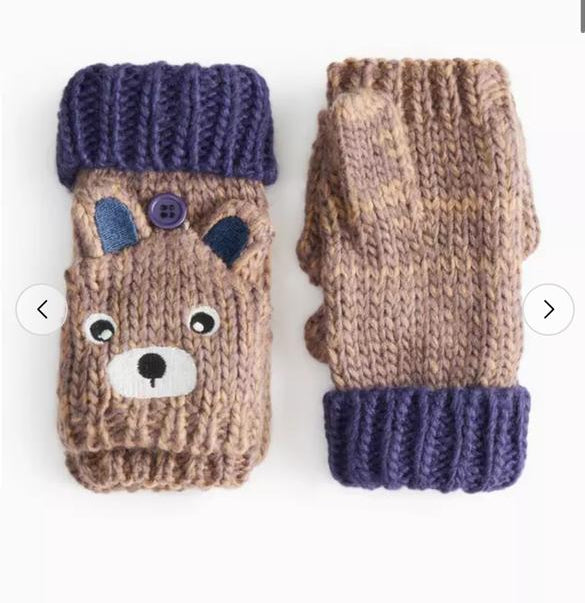 Tu Clothing Knitted printed Bear Face Gloves