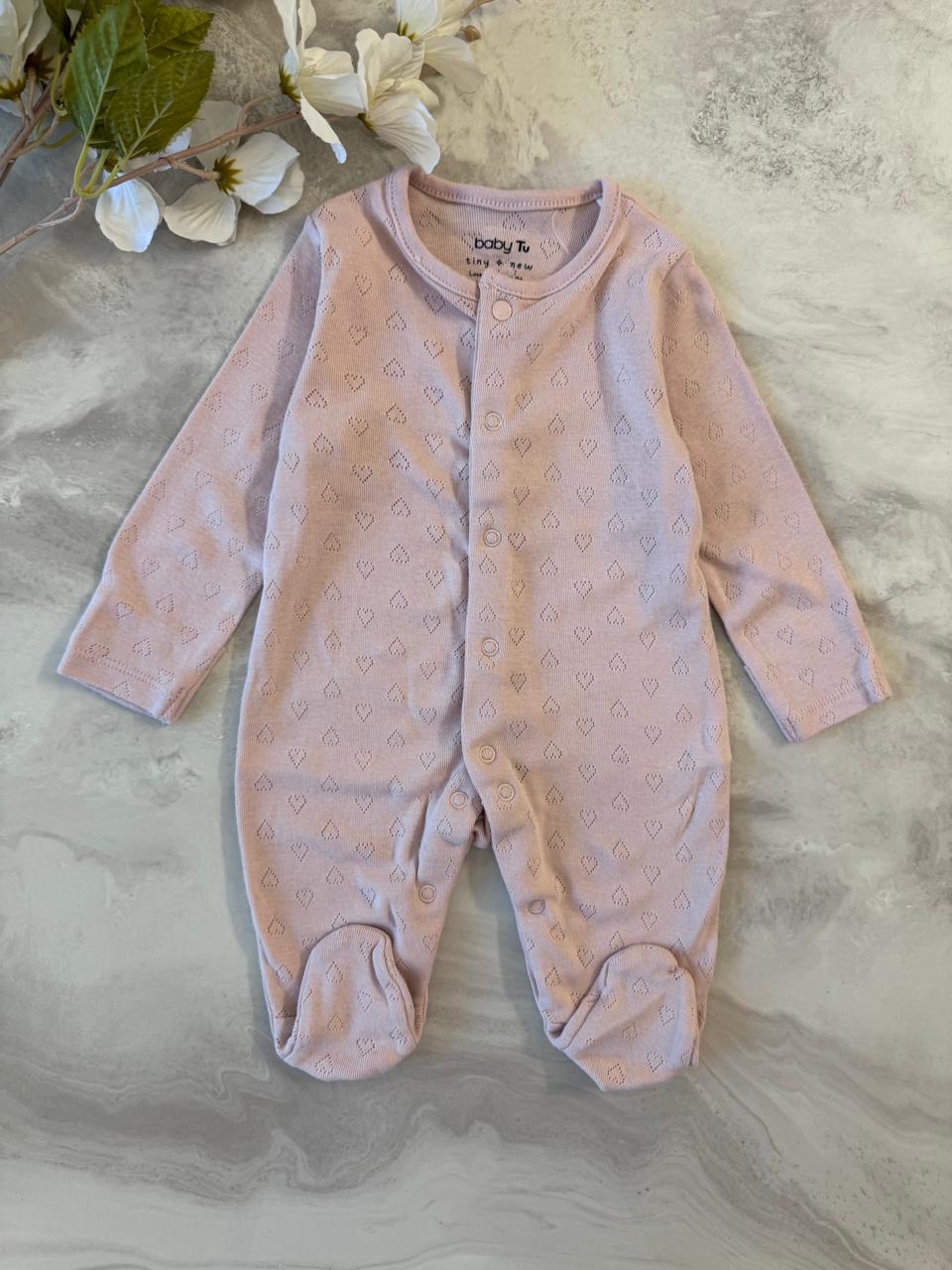 Tu Clothing textured hearts Sleepsuit
