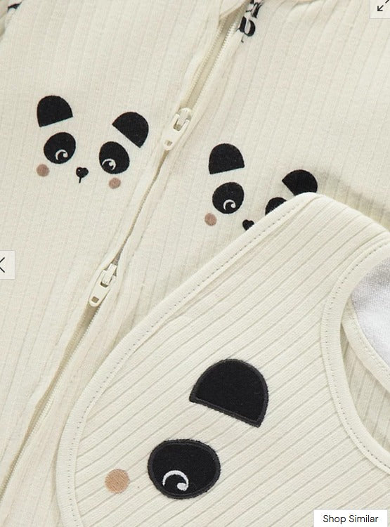 George Neutral Panda Zip Fasten Sleepsuit and Bib Set