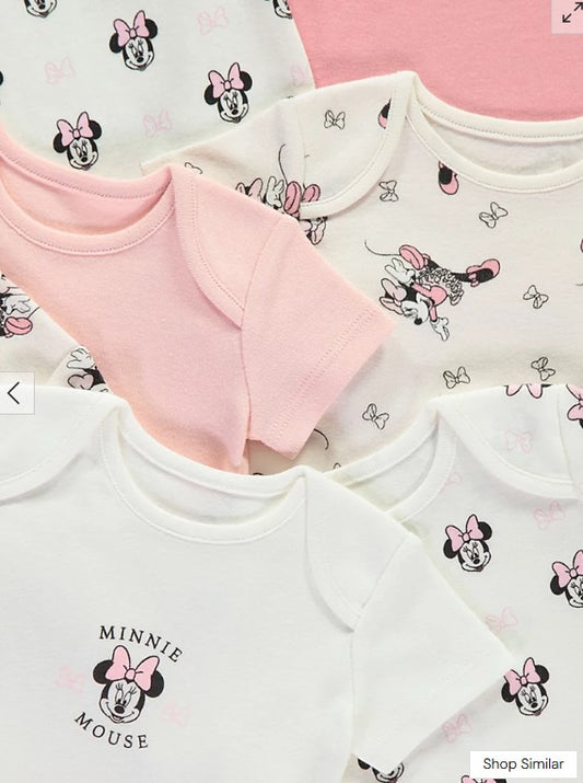George pack of 7 Disney Minnie Mouse Short Sleeve Bodysuits