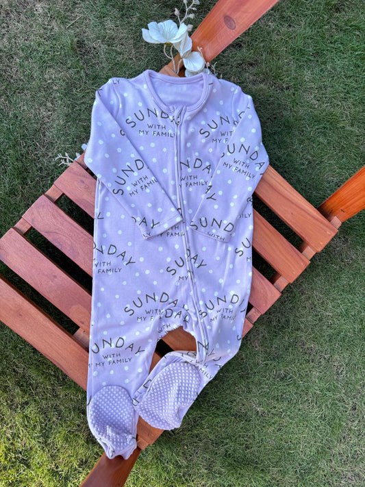 George “Sunday with my family“ Zipped Sleepsuit
