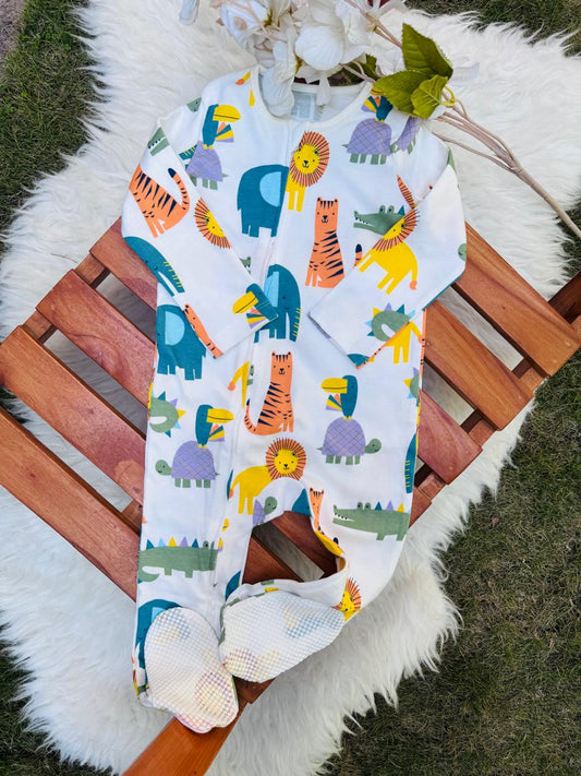 George printed Animals Sleepsuit