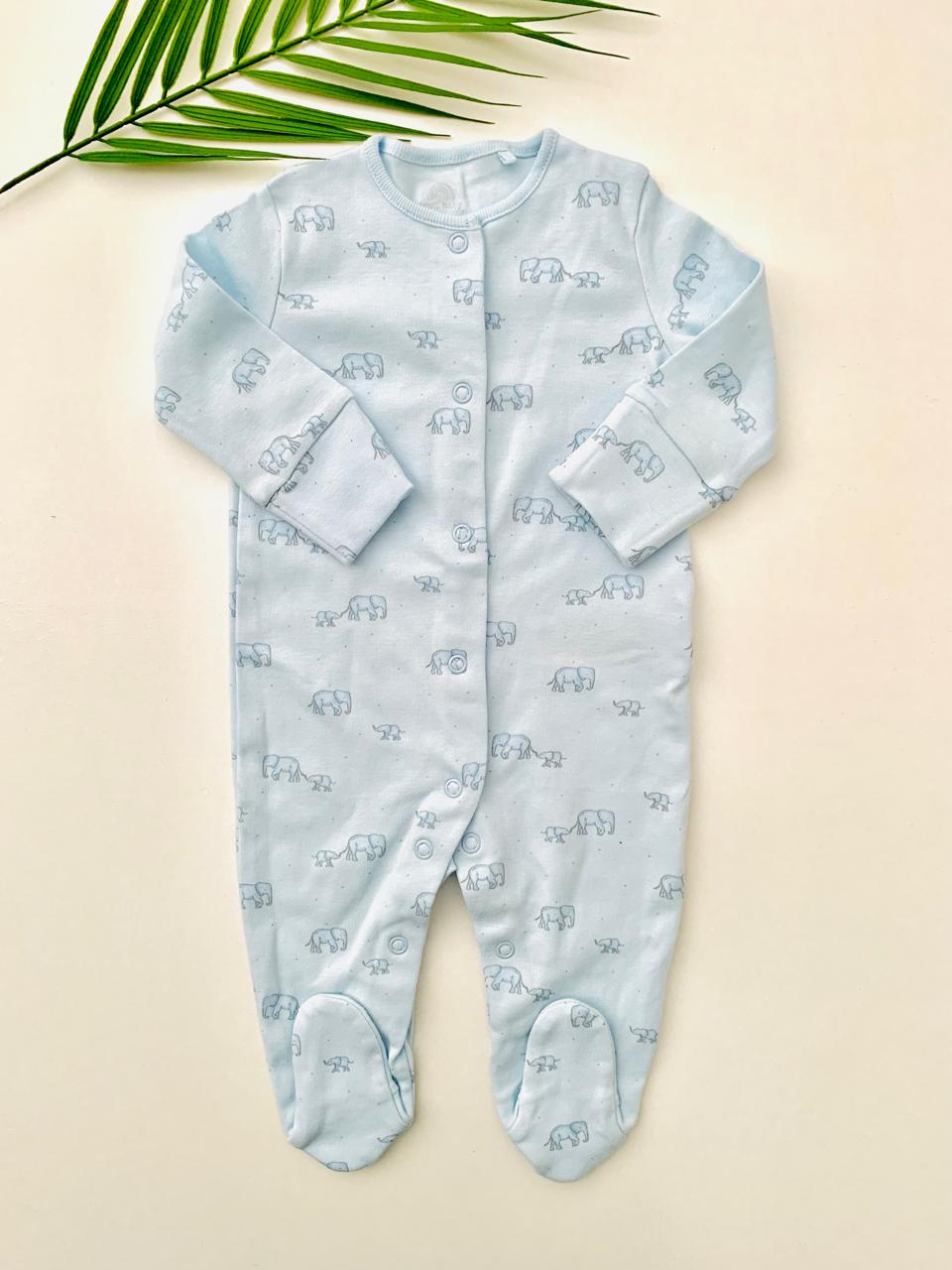 Next Elephants print Sleepsuit