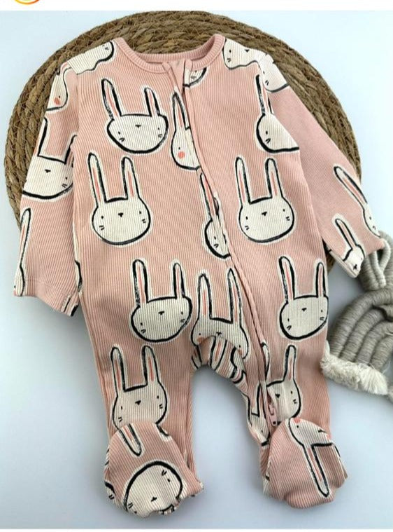 George Ribbed Bunny Faces Sleepsuit