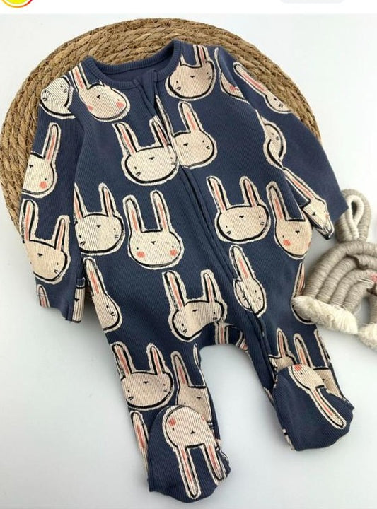 George Ribbed Bunny Faces Sleepsuit