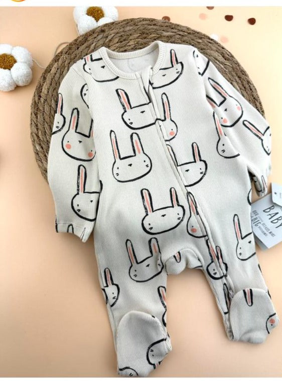 George Ribbed Bunny Faces Sleepsuit