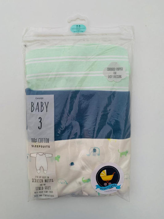 George Pack of 3 Sleepsuits