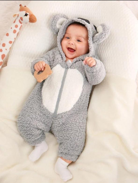 SHEIN Sherpa Koala Zipped Pramsuit