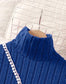 Shein High Neck Sleeve Knitted Navy Blue Frock