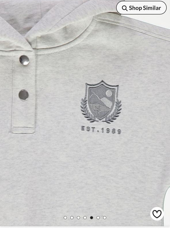 George Grey Button Cropped Hoodie with Jogger  Set