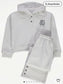 George Grey Button Cropped Hoodie with Jogger  Set