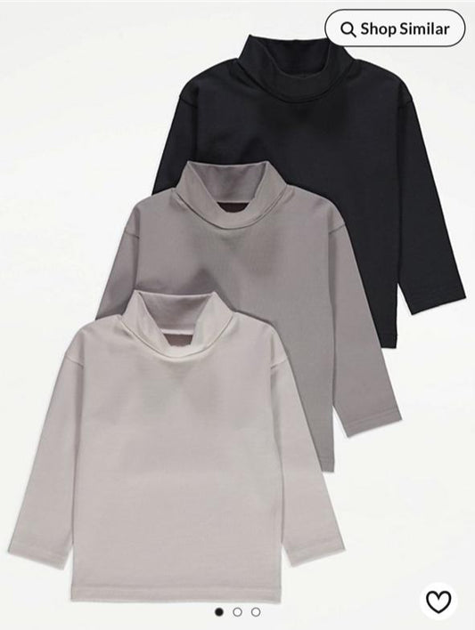 George Pack of 3 Mono Roll Neck Tops