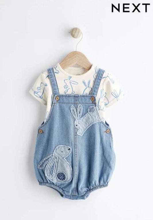 Next Appliquéd Bunny Dungarees