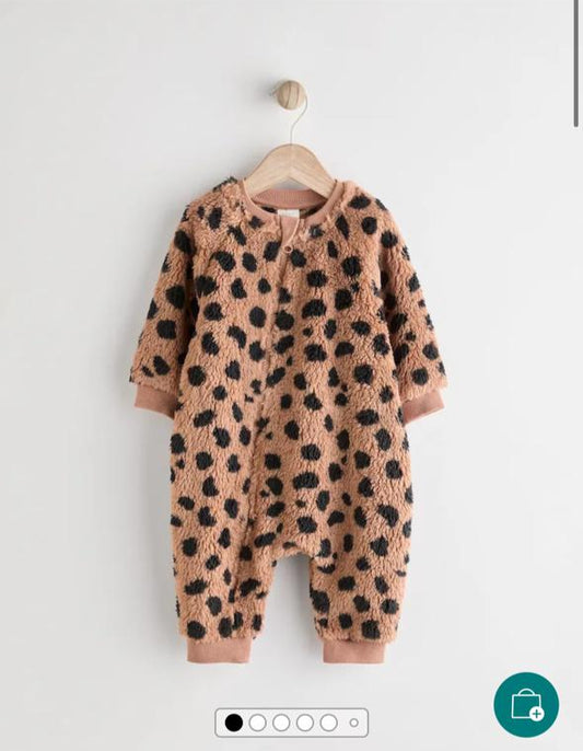 Next Sherpa Cheetah Print Sleepsuit