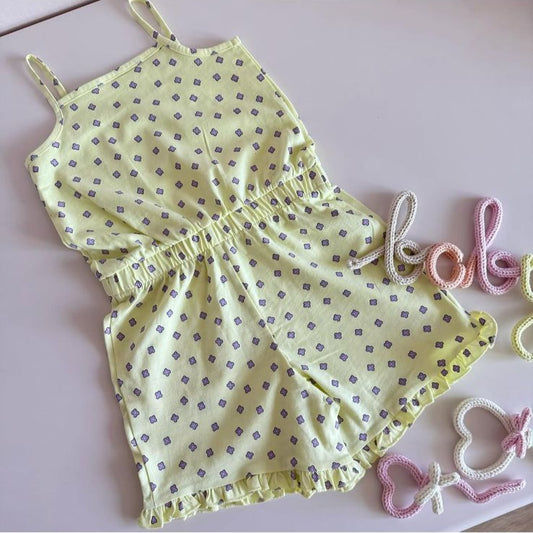 George Printed Flower on Yellow Frill Hem Playsuit