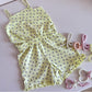George Printed Flower on Yellow Frill Hem Playsuit