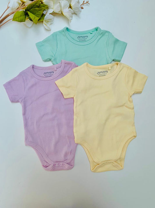 Juniors Pack of 3 Ribbed Bodysuits