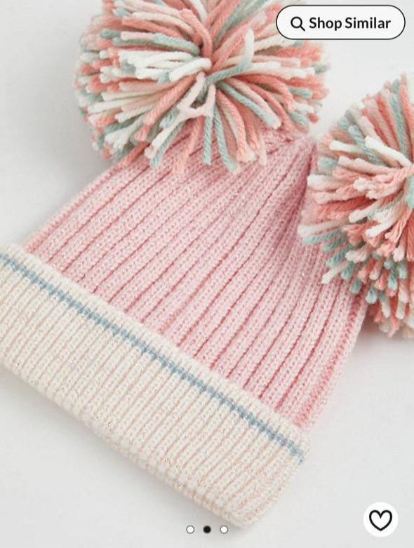 George Pink Shimmer Knitted Cap & Mittens Set