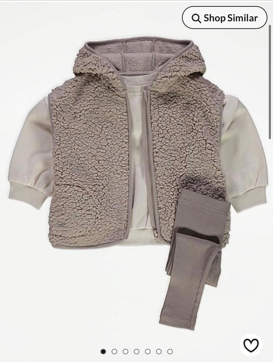 George Mocha Fleece Hooded Gilet Sweatshirt & Legging Set