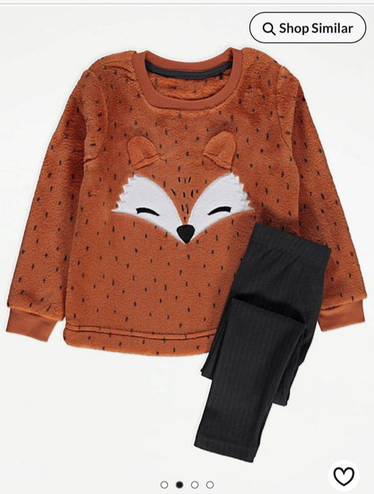 George Printed Fox Face Fleeced  shirt & Trouser Set