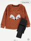 George Printed Fox Face Fleeced  shirt & Trouser Set