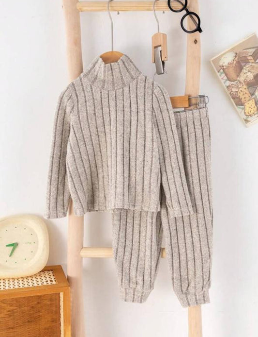 SHEIN Ribbed High Neck & Trouser Set