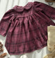 Burgundy Checked Collared Frock With leggings
