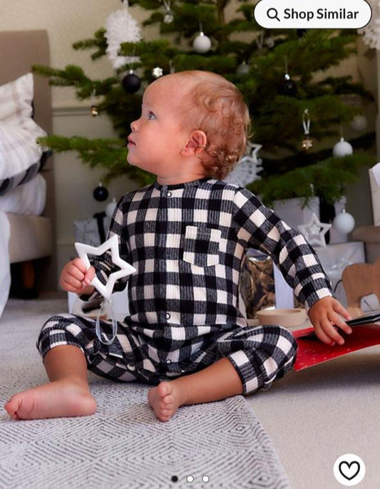 George Checked Ribbed Sleepsuit
